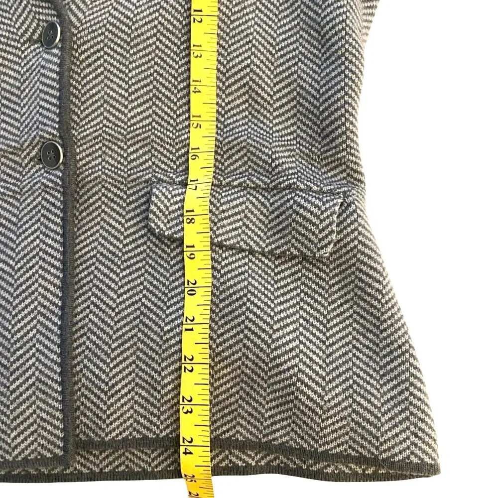 Talbots 100% Merino Wool Herringbone Knit Blazer Jacket Medium Grey Soft NWOT M